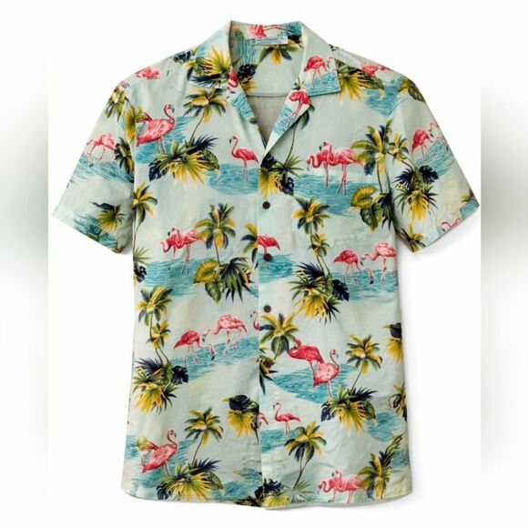 VTG Pacific Legend Hawaiian Shirt Medium Flamingo Floral Made in Hawaii Aloha - Picture 4 of 7
